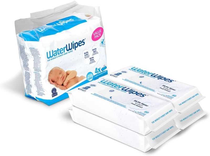 Photo 1 of WaterWipes Original Baby Wipes, 99.9% Water, Unscented & Hypoallergenic for Sensitive Newborn Skin, 4 Packs (240 Count)
