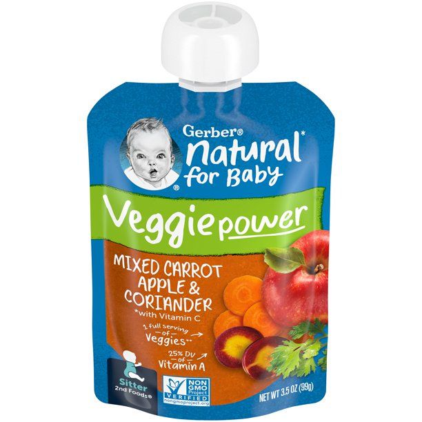 Photo 1 of (Pack of 12) Gerber Natural Veggie Power Mixed Carrot Apple Coriander Baby Food, 3.5 Oz Pouch
EXP FEB 2022