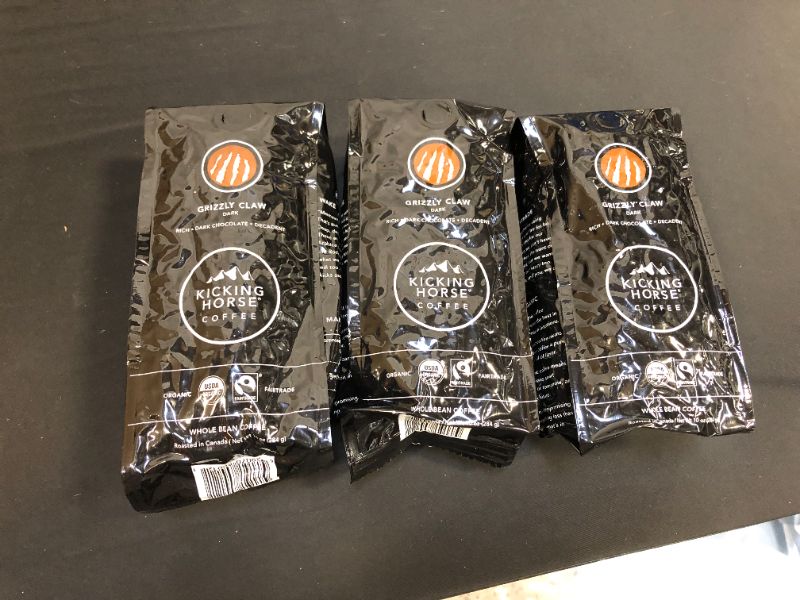 Photo 2 of 3 PACK - Kicking Horse Coffee, Grizzly Claw, Dark Roast, Whole Bean Coffee, 10 oz