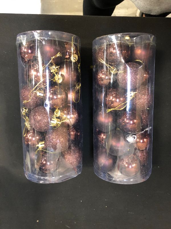 Photo 1 of 2 PACK - MINI Emopeak 24Pcs Christmas Balls Ornaments for Xmas Christmas Tree - Shatterproof Christmas Tree Decorations Hanging Ball for Holiday Wedding Party Decoration (Coffee, 1.57"-4.2CM)