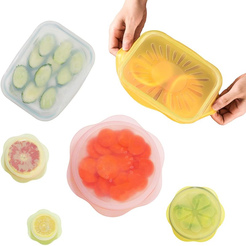 Photo 1 of 2 PACK - Silicone Stretch Lids,BPA Free Silicone Bowl Covers,Reusable Food Covers Set of 6,for Food Storage, Airtight, Platters, Jars, Freezer, Salad,Safe in Dishwasher, Microwave and Freezer