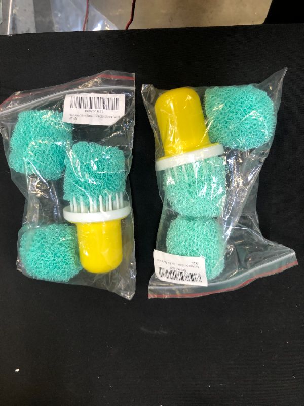 Photo 2 of 2 PACK - Nanofiber Kitchen Sponge for Non-Stick Pots and Pans Dishes Scrubber Scourer Brush 3Pack with Handle Random Color Non-Scratching Scouring Pads Rinse Out Easily No Fall Apart