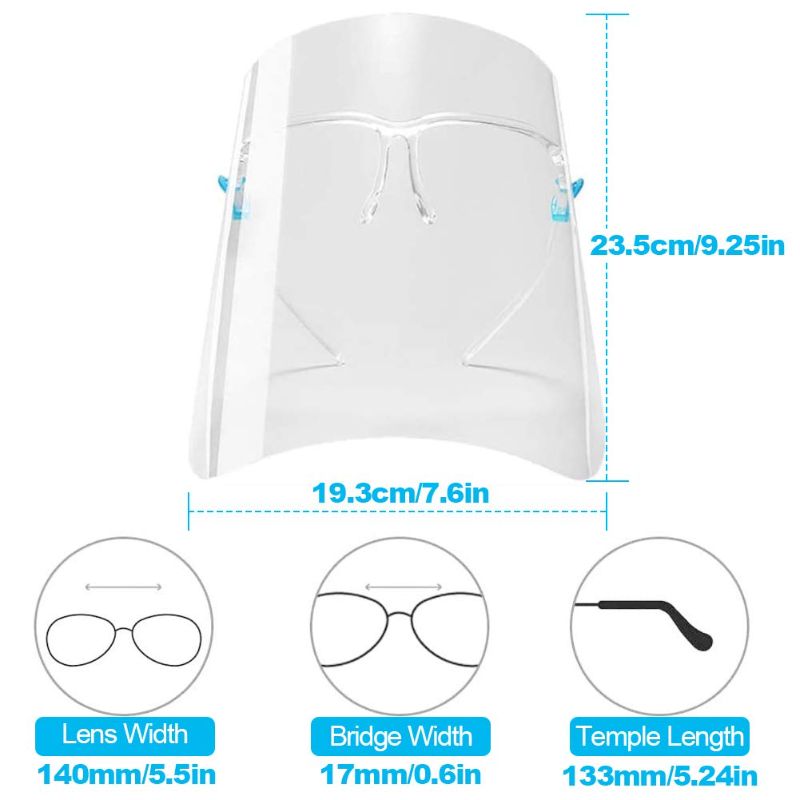 Photo 1 of 4 PACK - Safety Face Shields with Glasses Frames | ?Face Shields to Protect Eyes | Nose | Mouth | Anti-Fog PET Plastic | kid face sheild student (Remove Plastic Film Before Use