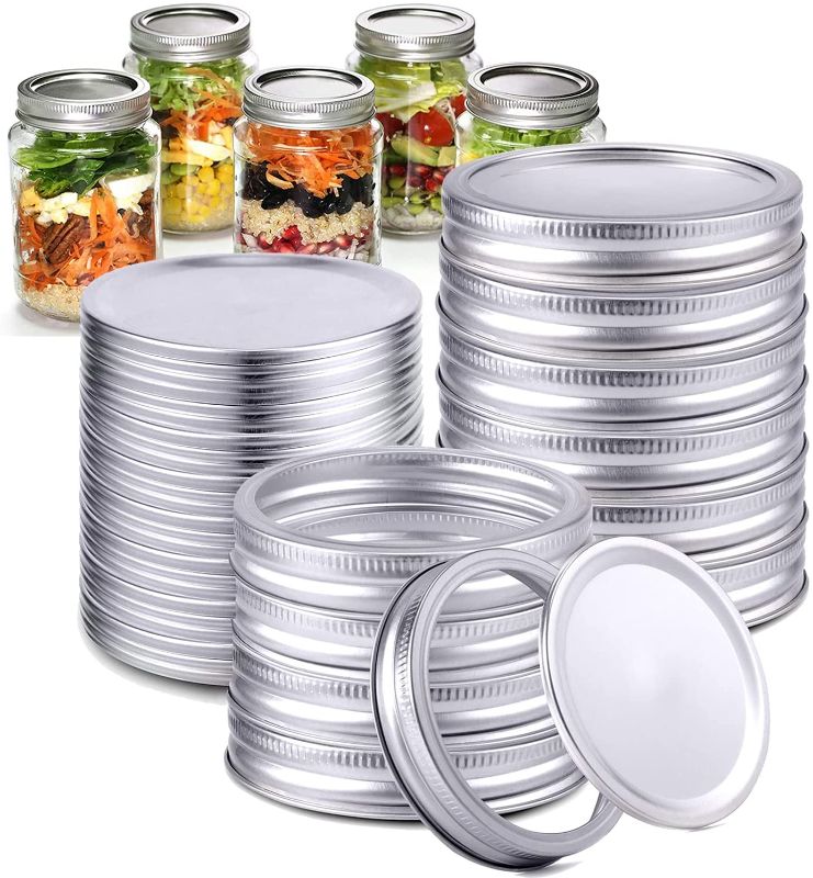 Photo 1 of 2 PACK - Canning Lids and Rings Wide Mouth - Mason Jar Lids with Silicone Seals Rings for Ball or Kerr Jars, Rust-Proof Split-Type Leak Proof (24PCS, 86mm)