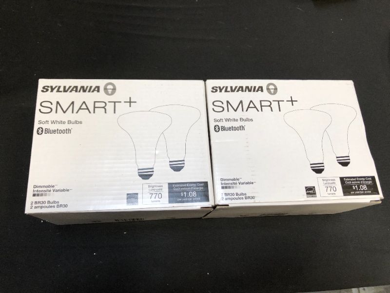 Photo 2 of 2 PACK - SYLVANIA Bluetooth Mesh LED Smart Light Bulb, One Touch Set Up, BR30 65W Replacement, E26, Soft White, Works with Alexa Only - 2 PK (75763)