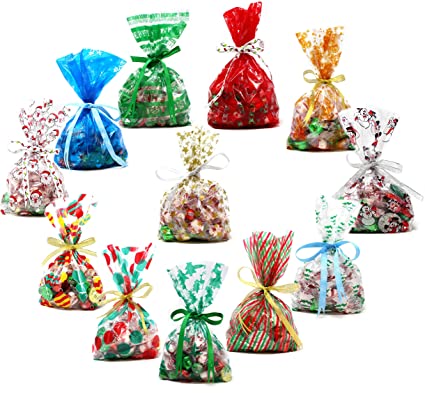Photo 1 of 144 PCs Christmas Cellophane Goody Bags Assortment for Holiday Treats, Christmas Party Favors, Cello Candy Bags, Christmas Gifts, Party Supplies, Christmas Goodie Bags
