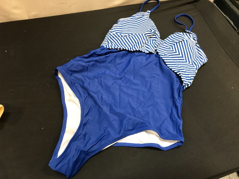 Photo 2 of Blue And Stripe One Piece Swimsuit L 
