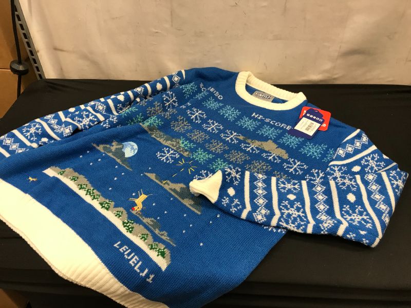 Photo 2 of space invader snowflake sweater blue Xlarge 