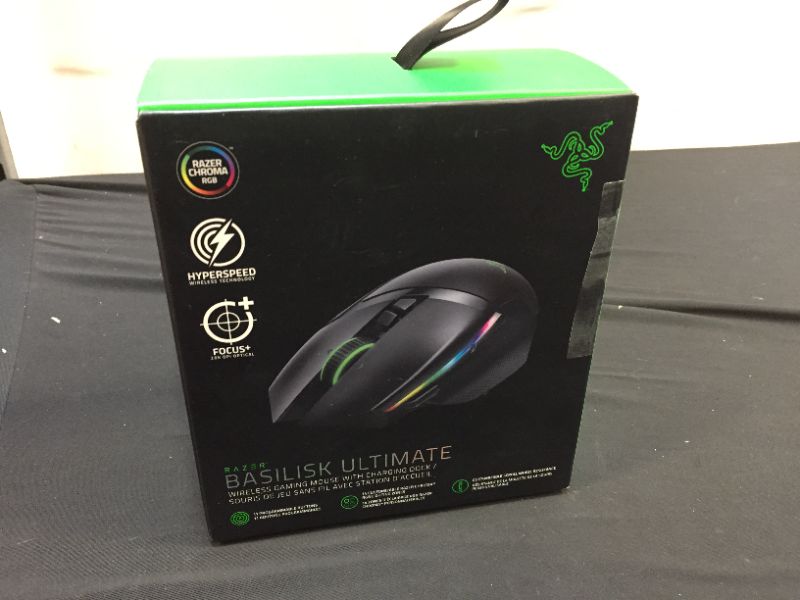Photo 2 of (Open Box)Razer Basilisk Ultimate Hyperspeed Wireless Gaming Mouse: Fastest Gaming Mouse Switch, 20K DPI Optical Sensor, Chroma RGB Lighting, 11 Programmable Buttons, 100 Hr Battery, Classic Black
