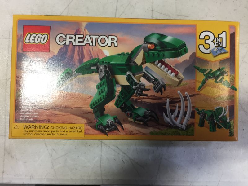 Photo 2 of LEGO Creator Mighty Dinosaurs Build It Yourself Dinosaur Set, Pterodactyl, Triceratops, T Rex Toy 31058
