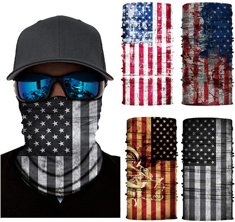 Photo 1 of American Flag/Skull Neck Gaiter Face Mask Bandanas Face Covering Scarf Headwear Balaclava for Women Men
