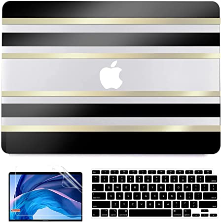 Photo 1 of Compatible with MacBook Pro 13 Inch Case 2020 2019 2018 2017 2016 Release M1 A2338 A2251 A2289 A2159 A1989 A1706 A1708 with Touch Bar, Stripe Plastic Hard Shell + Keyboard Cover+ Screen Skin
