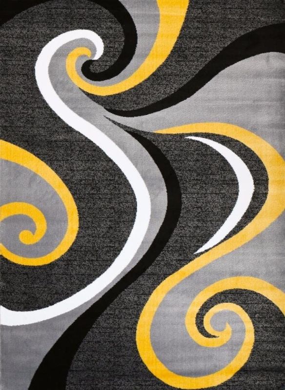 Photo 1 of 0327 Red/White/Black Abstract Pattern Rug, Yellow 5'X7'
