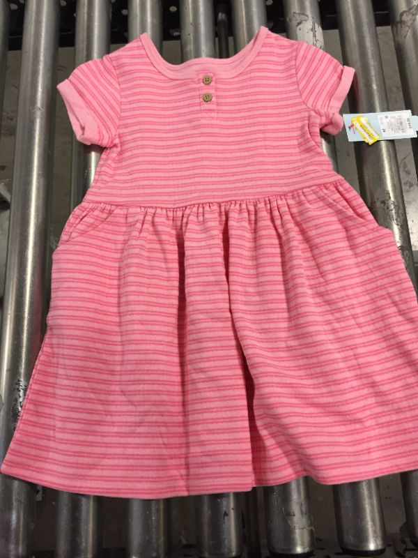 Photo 2 of Toddler Girls' Striped Knit Short Sleeve Dress - Cat & Jack™ Pink 18M
