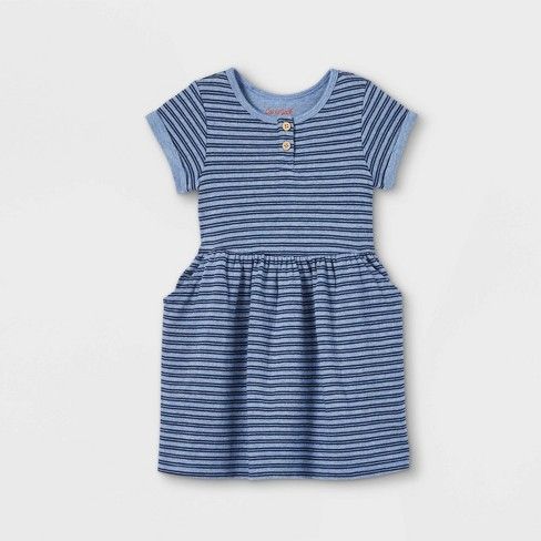 Photo 1 of Toddler Girls' Striped Knit Short Sleeve Dress - Cat & Jack™ BLUE 5T
