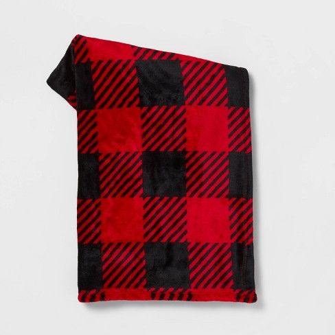 Photo 1 of Buffalo Check Printed Plush Christmas Throw Blanket - Wondershop™
