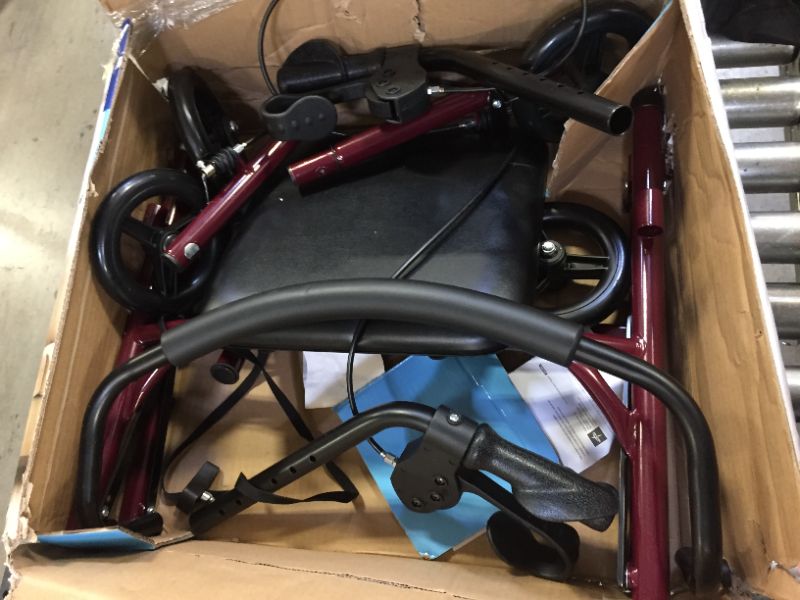 Photo 3 of Medline Steel Rollator Walker Burgundy 350 lbs Capacity