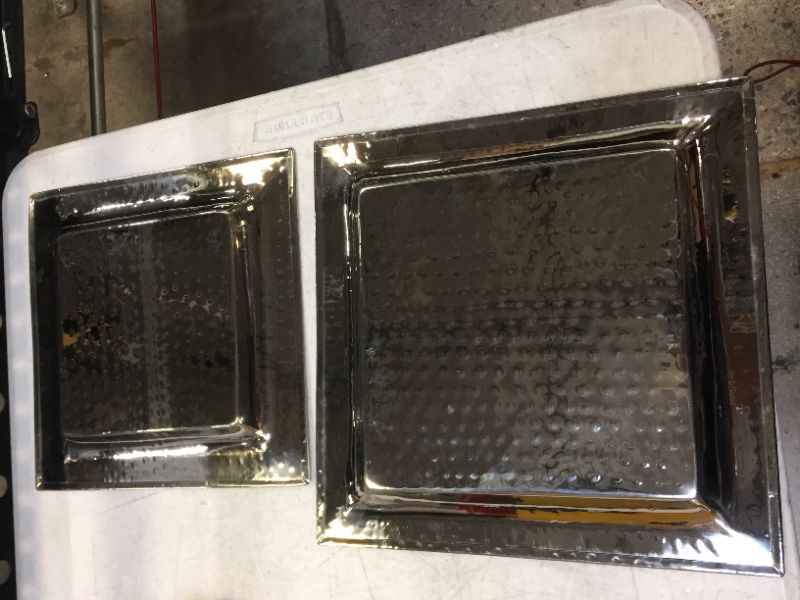 Photo 1 of  2 pcs Square tray--Chrome Silver 