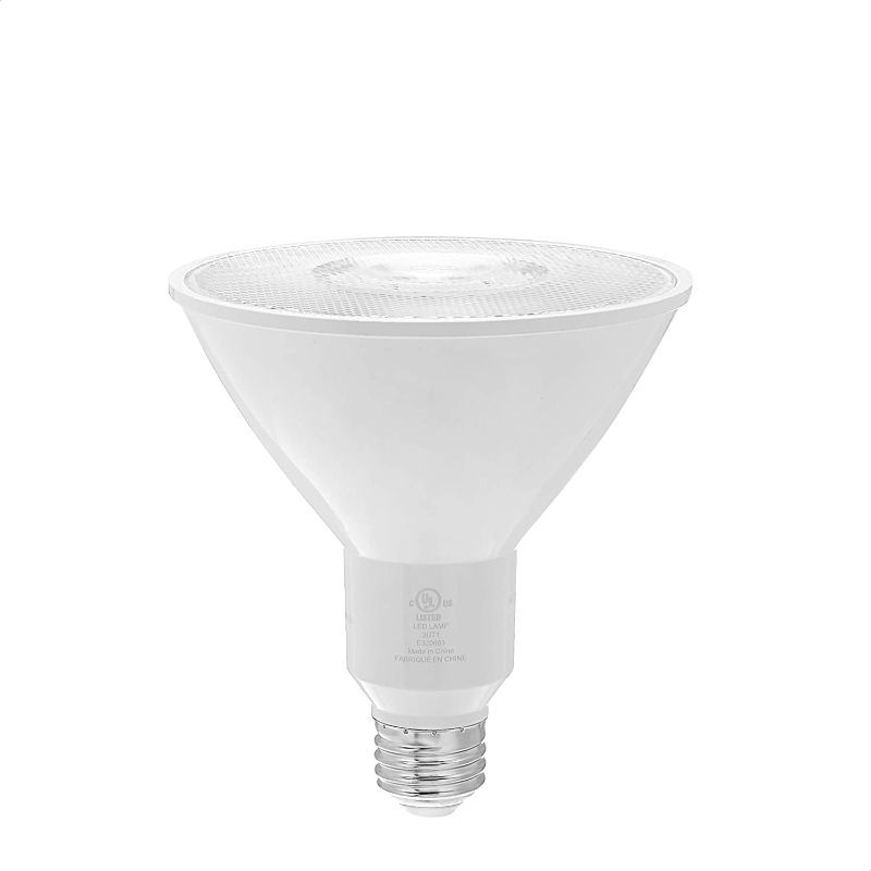 Photo 1 of  AmazonCommercial 120 Watt Equivalent, 25000 Hours, Dimmable, 1370 Lumens, Energy Star and CEC (California) Compliant, High Intensity Spot PAR38 Short Neck LED Light Bulb - Pack of 1, Soft White
