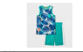 Photo 1 of Boys' 2pc Leaf Print Tank Pajama Set - Cat & Jack Green ---XS 4/5
