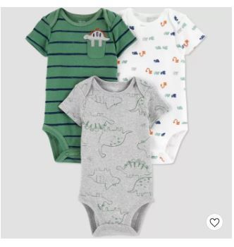 Photo 1 of Baby Boys' 3pk Dinosaur Bodysuit - Just One You® made by carter's Green/White/Gray--size 9m
