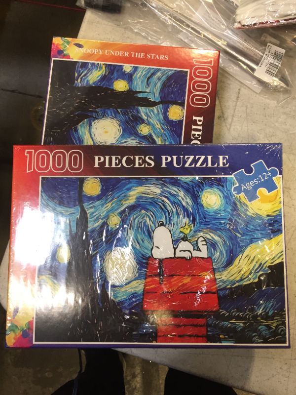 Photo 1 of 1000 PCS Snoopy Starry Night puzzle 