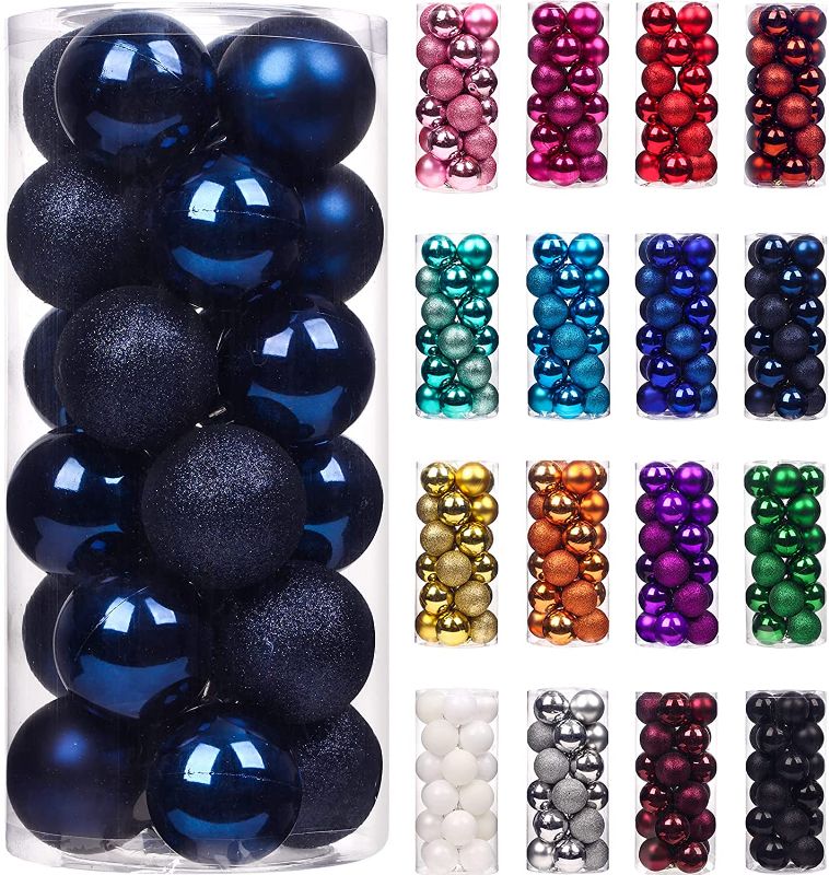 Photo 1 of Emopeak 24Pcs Christmas Balls Ornaments for Xmas Christmas Tree - Shatterproof Christmas Tree Decorations Hanging Ball for Holiday Wedding Party Decoration (Purplish Blue, 2.5"-6.2CM)
