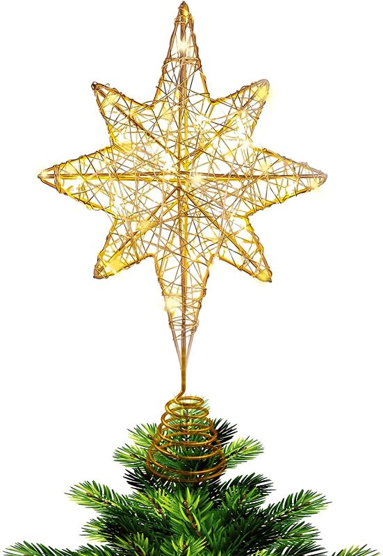 Photo 1 of AOLIGO Christmas Tree Topper, Christmas Decorations Star Tree Topper with 20 LED Warm White Lights, Tree Topper Star Lighted Treetop for Xmas Tree
