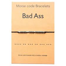 Photo 1 of KGBNCIE Bad Ass Bracelet Morse Code Jewelry Gift for Her Sterling Silver Beads on Silk Cord Inspirational Gift for Her 2 pack factory sealed 
