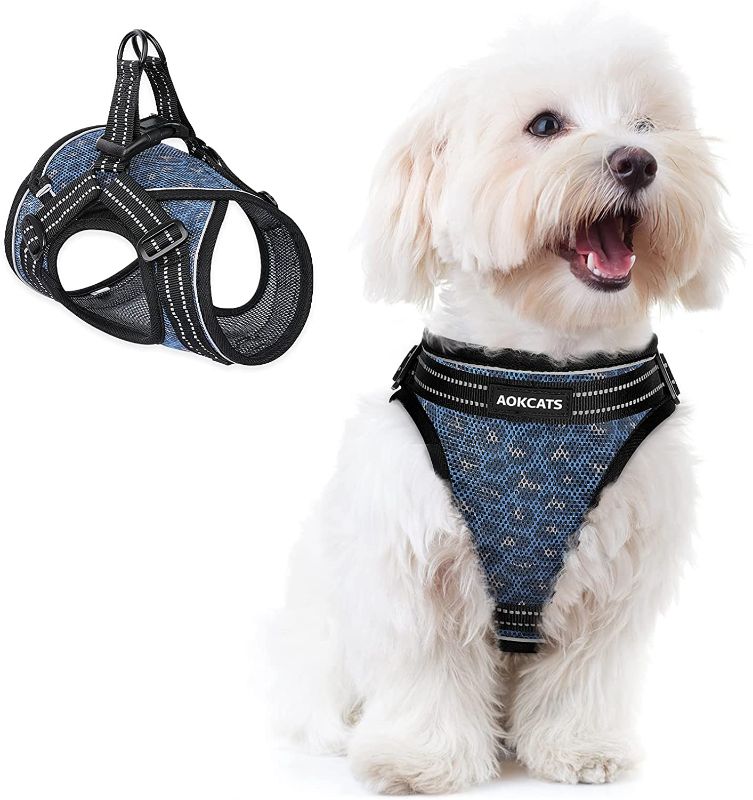 Photo 1 of AOKCATS Small Dog Harness, Leopard Puppy Harness, Soft Dog Harness for Small Dogs Medium Dogs No Pull No Choke Dog Vest Harness Reflective Comfort Padded Dog Harness for Small Medium Dog Walking
