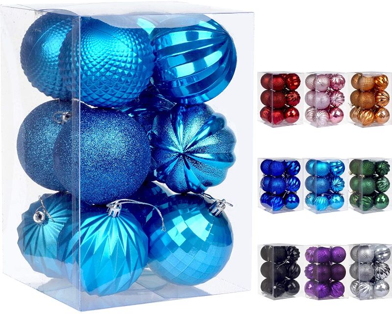 Photo 1 of Dohance Christmas Balls Ornaments, Xmas Ball Baubles Set - Shatterproof Decorative Hanging Ornaments Baubles Set for Xmas Tree (Lake Blue, 80mm/3.15")
