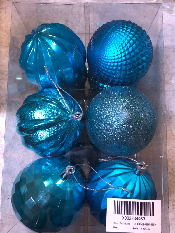 Photo 2 of Dohance Christmas Balls Ornaments, Xmas Ball Baubles Set - Shatterproof Decorative Hanging Ornaments Baubles Set for Xmas Tree (Lake Blue, 80mm/3.15")
