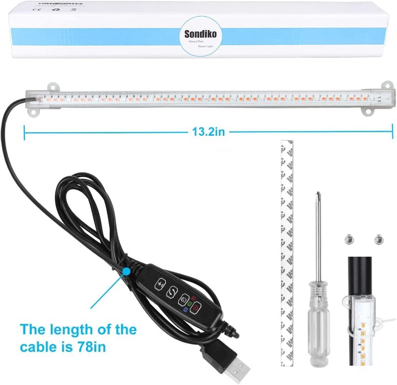 Photo 1 of Sondiko LED Grow Light Strip, Auto On&Off Every Day Grow Light with Upgraded Controller, 48 LEDs, 4 Dimmable Levels for Indoor Plants
