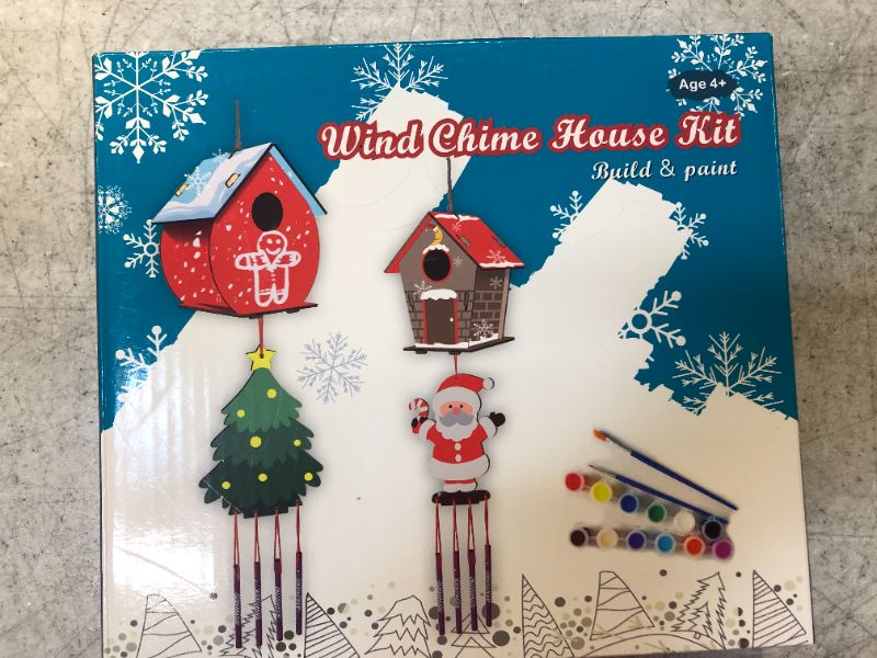 Photo 2 of Crafts for Kids Ages 4-8 8-12, 2 Pack DIY Bird House Kit & Wind Chimes, Art Kits for Children to Build and Paint, Wooden Kids Crafts for Girls Boys Toddlers, Includes Paints & Brushes
