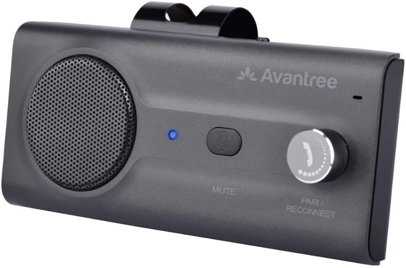 Photo 1 of Avantree CK11 Hands Free Bluetooth 5.0 Car Kits, Loud Speakerphone, Support Siri Google Assistant & Motion Auto On Off, Volume Knob, Wireless in Car Handsfree Speaker Kit with Visor Clip - Titannium
