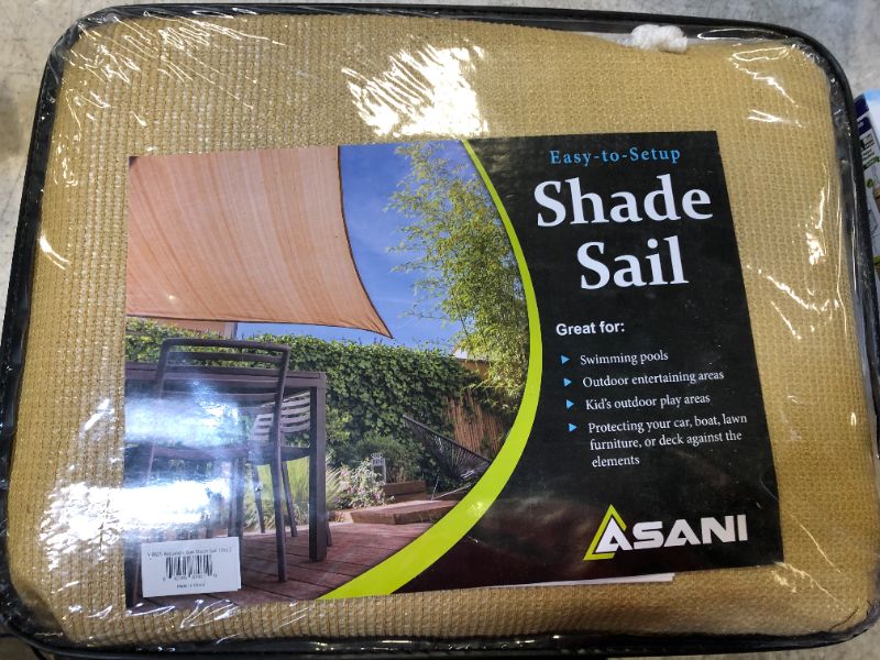 Photo 2 of Asani Rectangle Sun Shade Sail | UV Blocking Patio Cover, Outdoor Sunshade Canopy | Weather-Resistant Fabric with Metal Hardware | Covering for Deck, Pool, Garden, Porch, Backyard (10' x 13')
