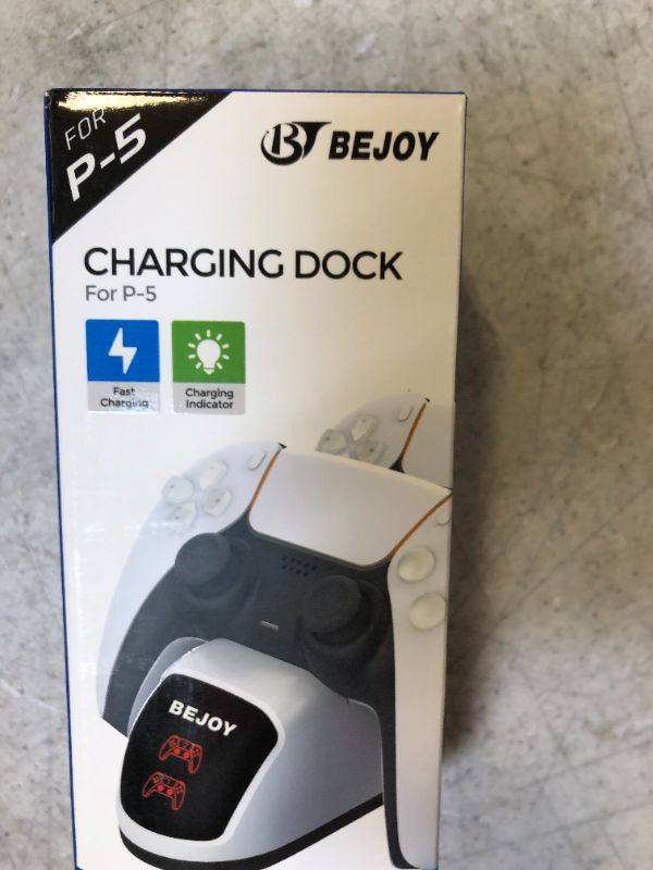 Photo 2 of BEJOY Newest PS5 Charging Station, Dual PS5 Controller Charger with LED Indicator, Charging Dock for Playstation 5 / PS5 / DualSense Controller, White
