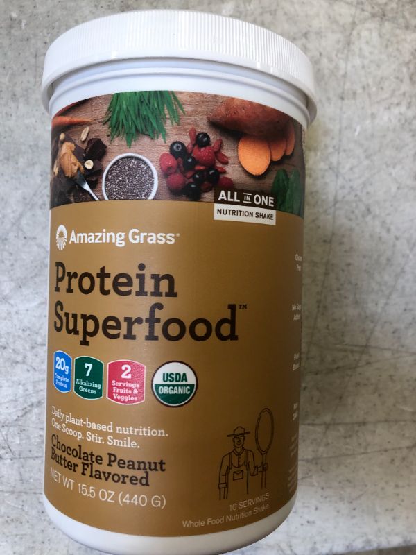 Photo 2 of Amazing Grass Protein Superfood: Vegan Protein Powder, All-in-One Nutrition Shake, with Beet Root Powder, Chocolate Peanut Butter, 10 Servings (Old Version)
