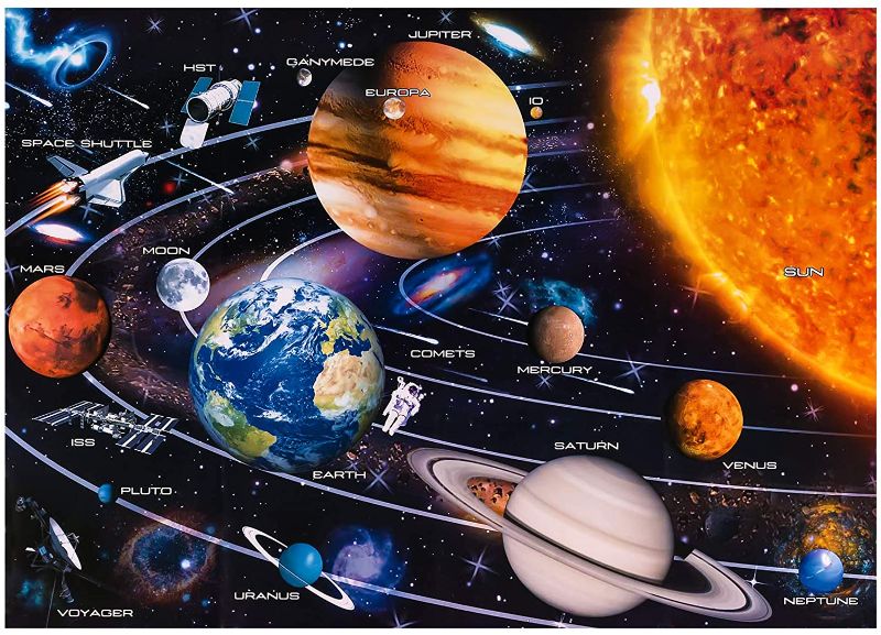 Photo 1 of ?Solar System Puzzle 1000 Pieces? YINXN Jigsaw Puzzles Planets in The Solar System Space and Astronauts, High Difficulty Level Puzzles Games, 27.5 x 19.7 in (Letters on The Back)

