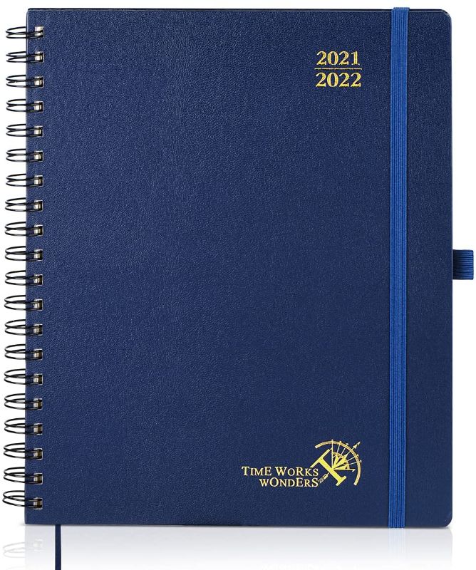 Photo 1 of 2021-2022 Planner Hardcover 8.5" x 10.5" - Academic Year Weekly Agenda [???’??-???’??] with Monthly Calendar, Note Pages, for School, Teacher, Student, Navy Blue
