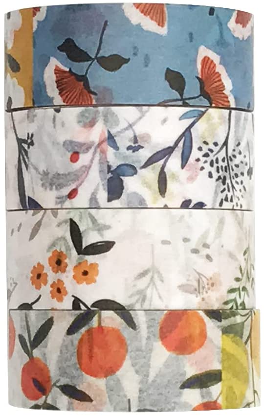 Photo 1 of 2 pack  EnYan 4 Rolls Washi Masking Tapes Set, Japanese Decorative Writable Rural Natural Summer Autumn Flower Tape for DIY Crafts Arts Scrapbooking Bullet Journal Planners
