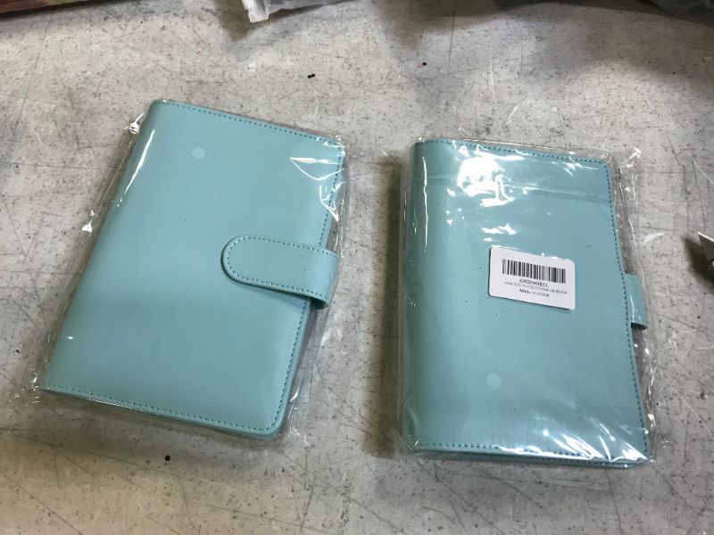 Photo 2 of 2 pack A6 PU Leather Notebook Binder,Refillable 6 Round Ring Binder Cover for A6 Filler Paper,Macaron Notebook Personal Planner Binder with Magnetic Buckle,Mint Blue
