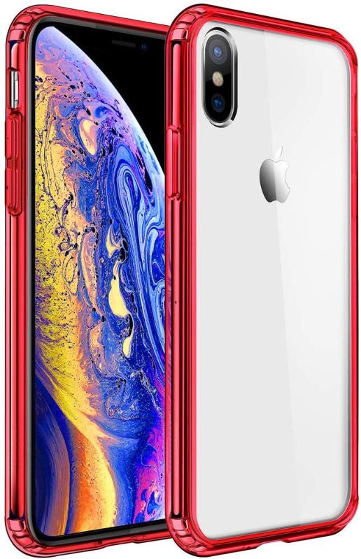 Photo 1 of 3 pack  Mkeke Compatible with iPhone Xs Case,iPhone X Case,Clear Anti-Scratch Shock Absorption Cover Case iPhone Xs/X (Red)
