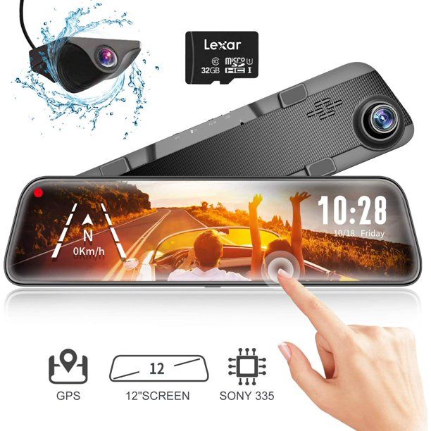 Photo 1 of Jado Smart Mirror Dash Cam Backup Camera,12" IPS Full Touch Screen,1296P HD Dual Lens Smart Rear View Mirror HDR Stream Media with Night Vision & LDWS, Free 32GB TF Card

