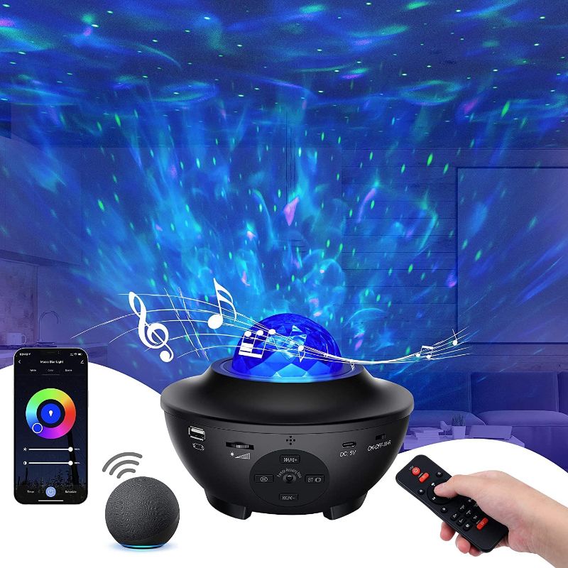 Photo 1 of MIC MICSOA LED Night Light Projector for Bedroom, 10 Color Music Star Projector, Starry Galaxy Projector Work with Alexa & Smart App with Remote/Bluetooth/Voice Control for Kids Adults Teens Toddlers
