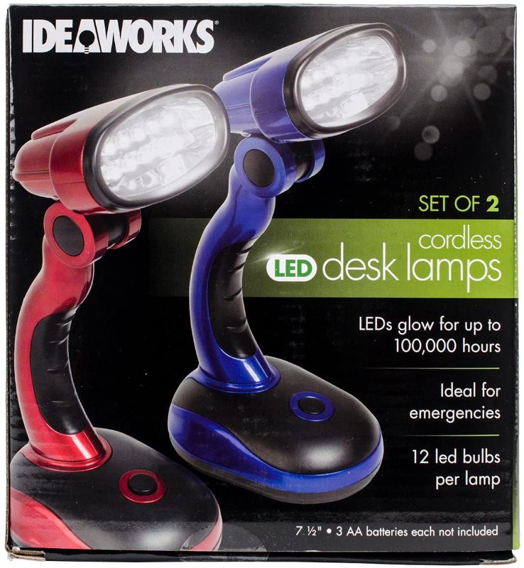 Photo 1 of Wireless Cordless Multidirectional Desktop or Handheld LED Lamps Set of 2, (1 Red, 1 Blue)
