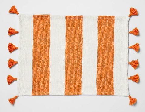 Photo 1 of 3x Cotton Preppy Stripe Placemat Orange/White - Opalhouse
