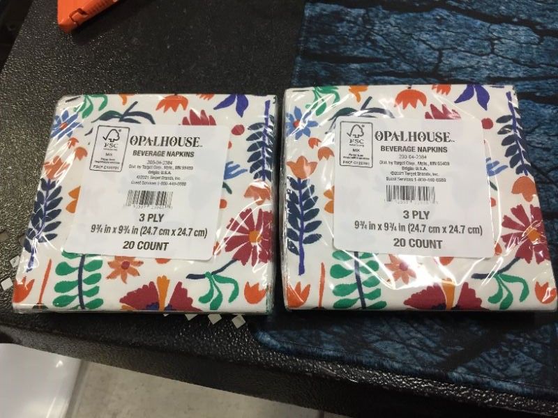 Photo 1 of 2x Opal House Colorful Floral design 3 Ply Napkins 20 Count each Decoupage