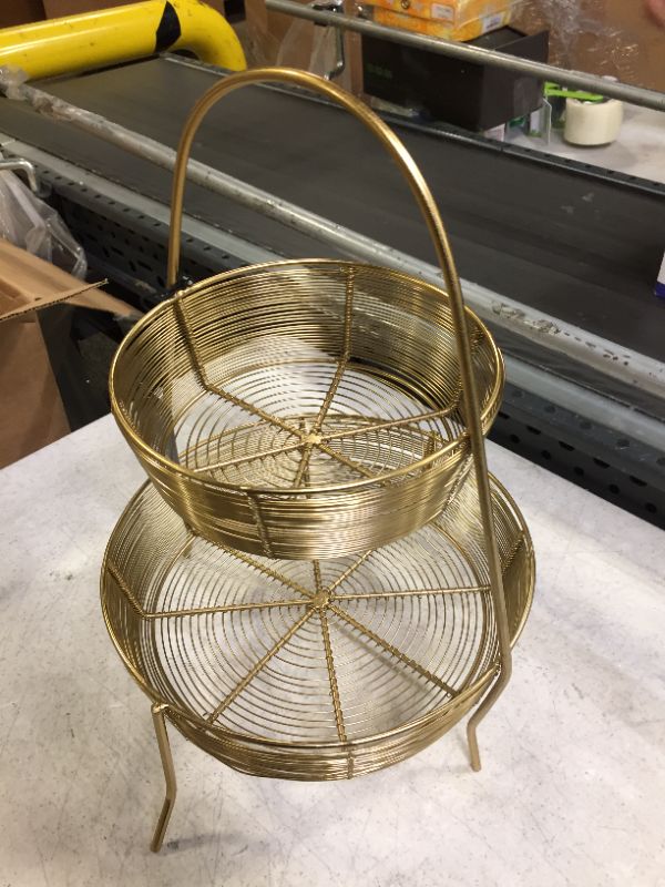 Photo 2 of 2-Tier Gold Plated Wire Basket - Threshold™

