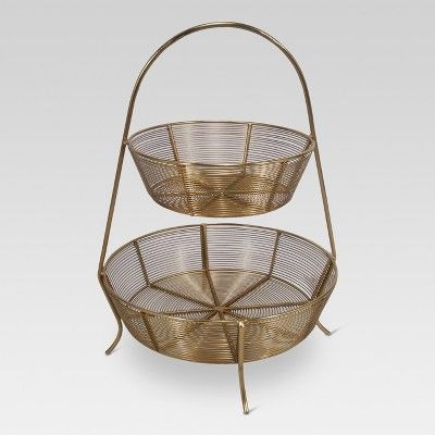 Photo 1 of 2-Tier Gold Plated Wire Basket - Threshold™

